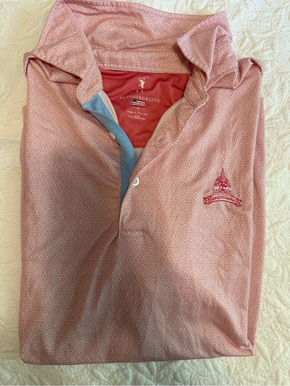 Fairway & Greene Pink Geometric Polo Congressional Country Club